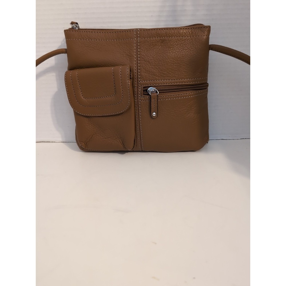 Tignanello‎ Brown Pebbled Leather Crossbody Shoulder Bag Pockets